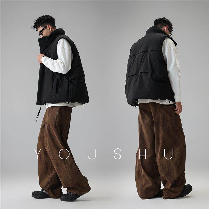 YOUSHU褶境暖域90白鸭绒龟背羽绒服背心男冬季美式潮牌马甲,淘宝优惠券,粉丝福利购,淘宝优惠卷