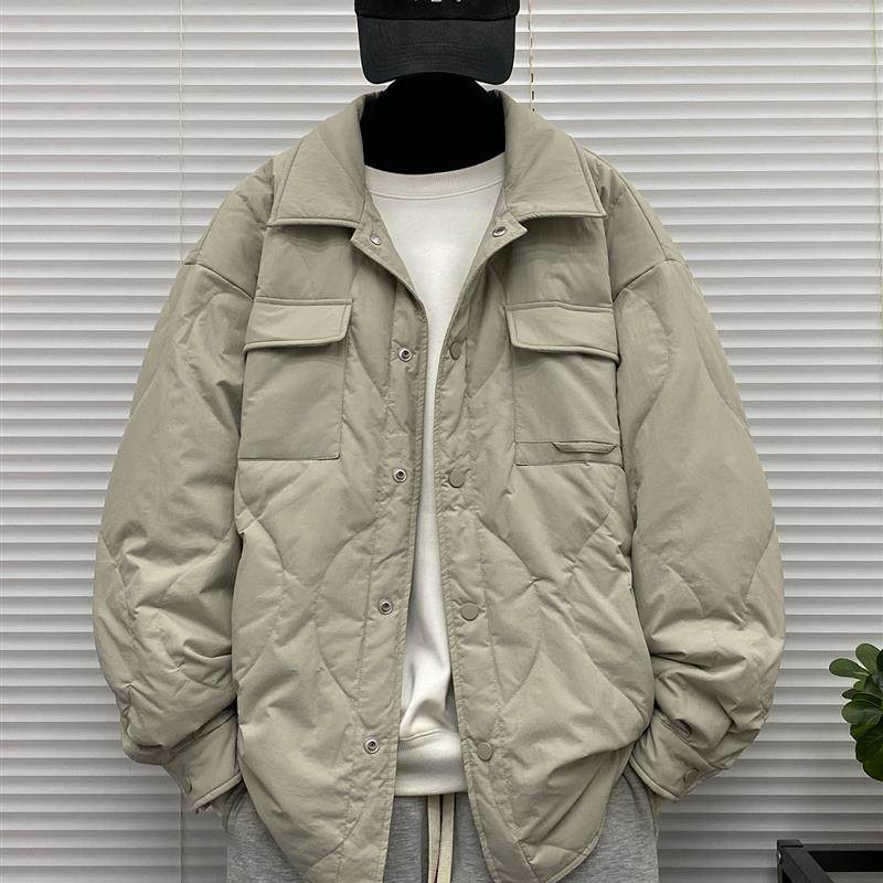 潮胖子2025冬季轻便羽绒装翻领衬衫轻薄款羽绒服男加肥加大码外套,淘宝优惠券,粉丝福利购,淘宝优惠卷