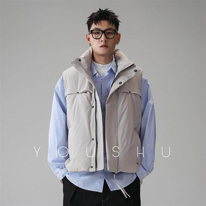 YOUSHU褶境暖域90白鸭绒龟背羽绒服背心男冬季美式潮牌马甲,淘宝优惠券,粉丝福利购,淘宝优惠卷