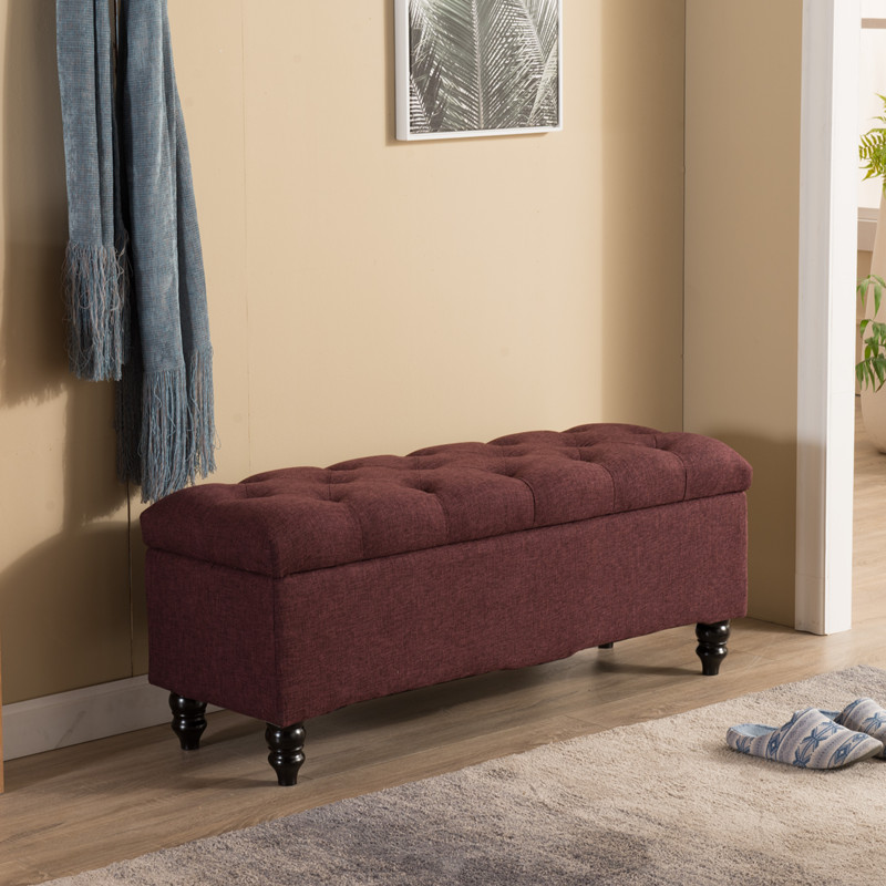 布艺欧式换鞋沙发凳储物凳服装店网红长方形收纳凳实木长条凳脚踏 - 图1