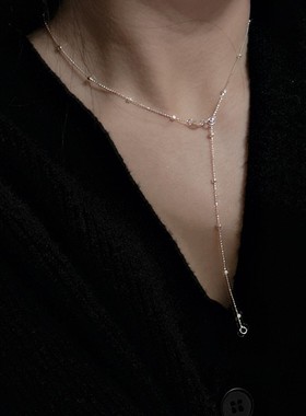 S925纯银韩版小众设计进口意大利闪光项链韩式风简约质感锁骨链