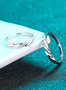 S925纯银情侣戒指女 莫桑石指环情人节礼物戒子小红书同款