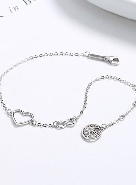 镂空爱心连心形数字8字无限手链925纯银生命之树欧美跨境手饰品