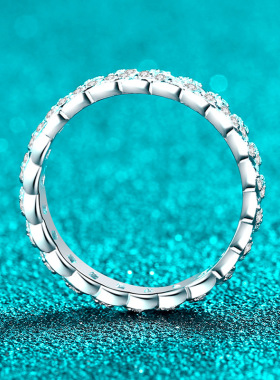 S925纯银全莫桑石戒指女满钻满天星指环精致轻奢高级感