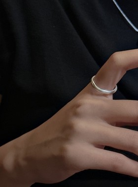 S925纯银韩版小众设计感哑光磨砂戒指韩版时尚INS风质感指环