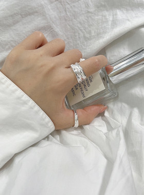 925银韩版质感流线不规则溪流纹理戒指INS风简约时尚个性博主指环