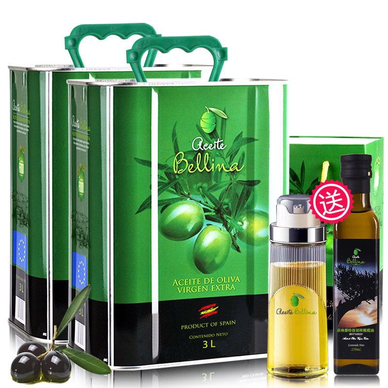 蓓琳娜正品原装进口特级初榨橄榄油家用铁罐3L*2整箱中式炒菜食用,淘宝优惠券,粉丝福利购,淘宝优惠卷