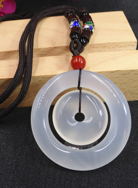 平安扣毛衣链玛瑙男女款玉吊坠