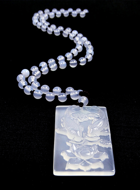 冰种白玉髓无事牌天然玛瑙挂件