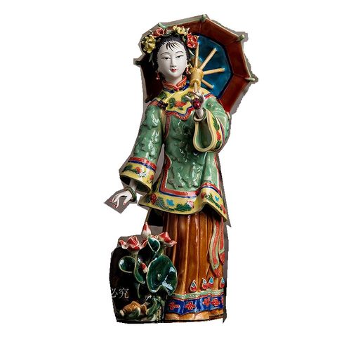 石湾陶瓷中式古典家居装饰仕女摆件送礼古典美女梅兰竹菊春夏秋冬 - 图3