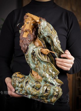 陶瓷达摩祖师爷禅意风软装摆件