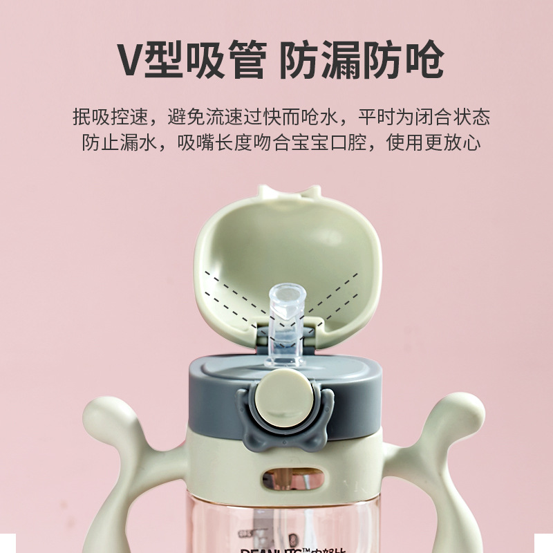 SNOOPY史努比方形有底PPSU弹盖两用儿童便捷背带学饮杯喝水杯外出-图1