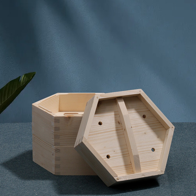 Wooden hexagonal wooden steamer Cantonese style steamer steamed buns