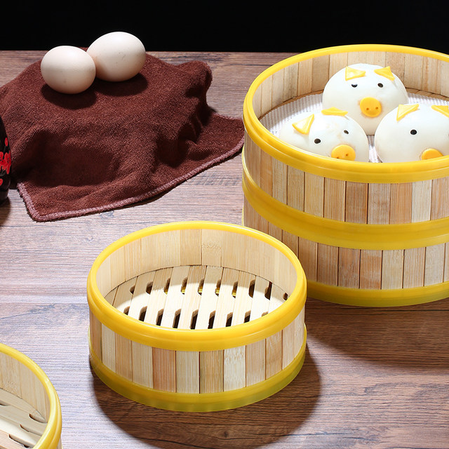 Plastic deepened bamboo steamer for commercial Cantonese tea snacks