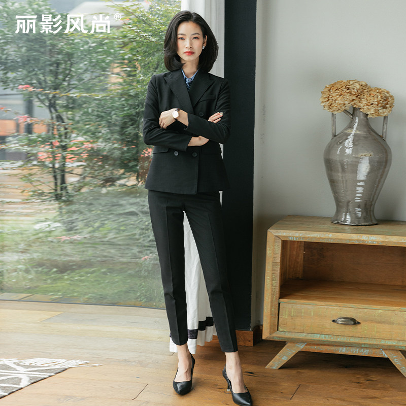 黑色小西装韩版秋季气质2020新款 丽影风尚职业女裤套装