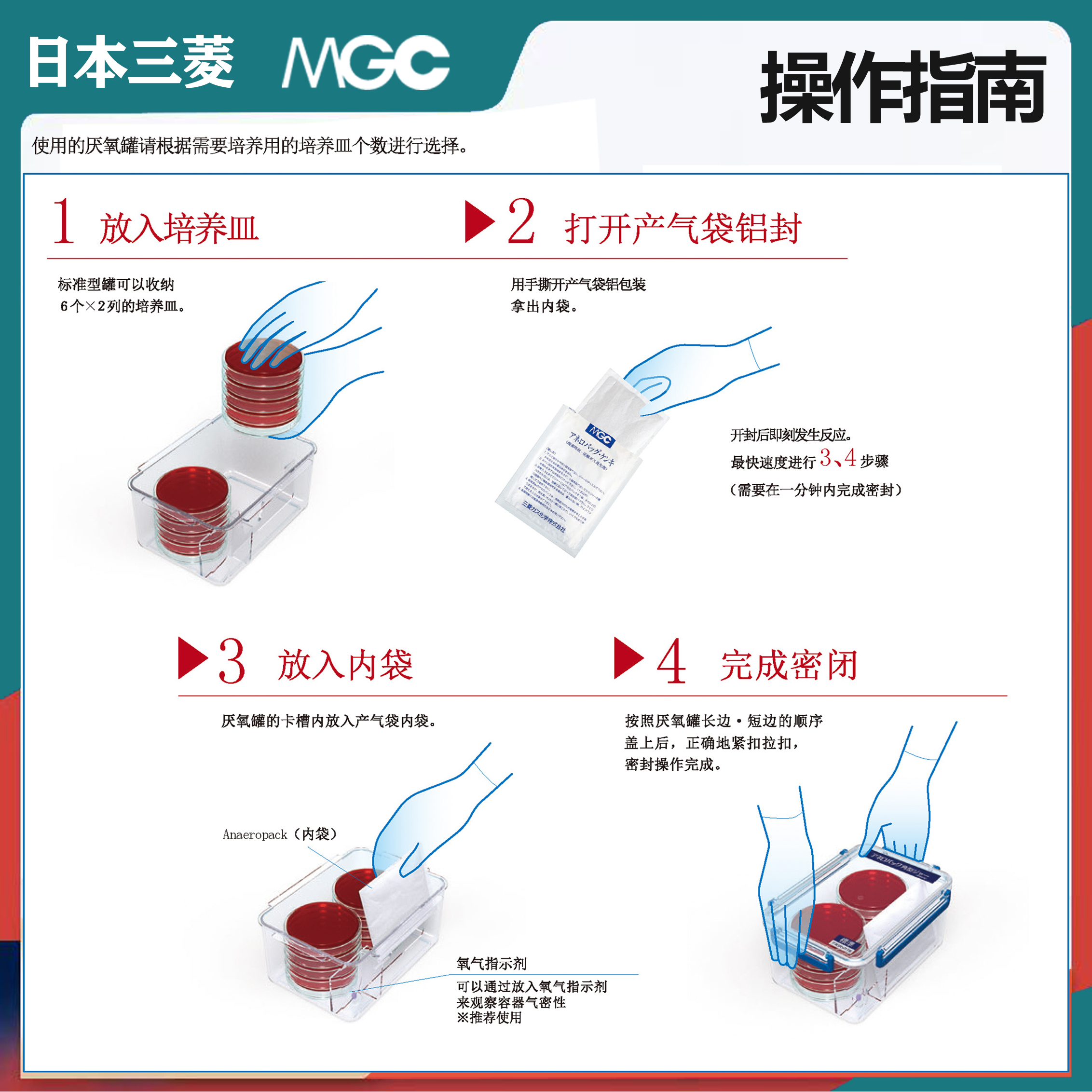 三菱MGC厌氧指示剂2.5L厌氧产气袋培养袋氧气指示剂C-22 10只/包 - 图2