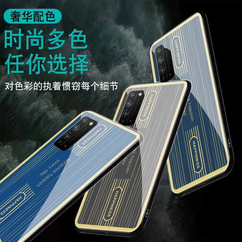 金色边框适用华为荣耀x10手机壳honor 9xpro新款8xmax钢化玻璃青春版男i潮X10max套v9play创意个性全包防摔壳 - 图2