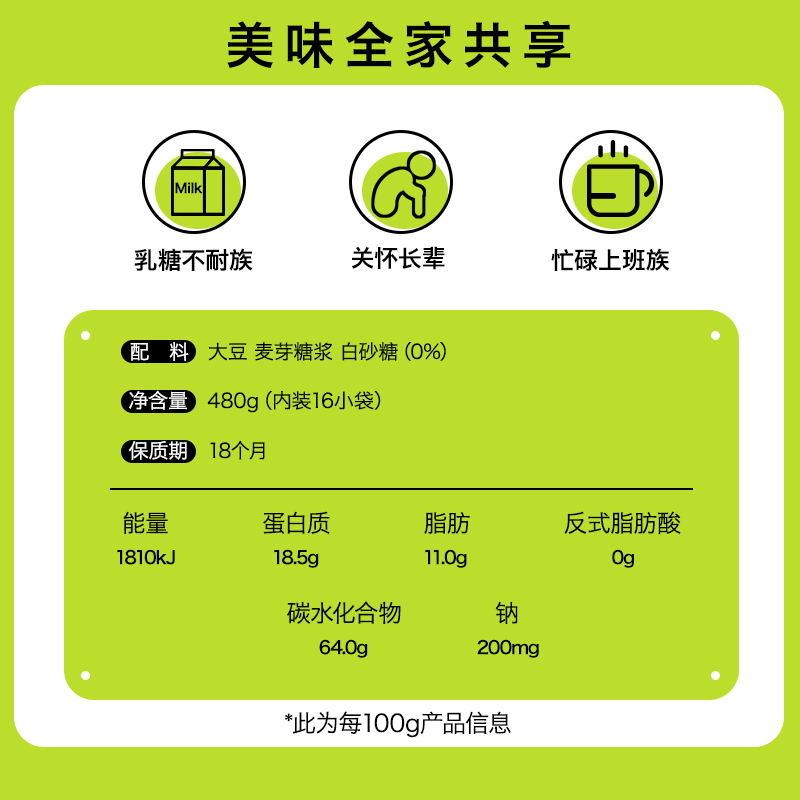 北大荒豆浆粉醇味豆浆粉480g2袋微甜豆浆粉营养早餐32小袋 - 图2