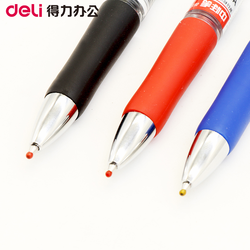 得力中性笔按动批发黑色水笔红笔签字笔0.5中性笔办公用品文具笔 学生用水笔黑笔碳素笔韩国可爱创意笔芯