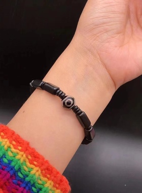 方块手链单圈黑檀木方块文玩简约