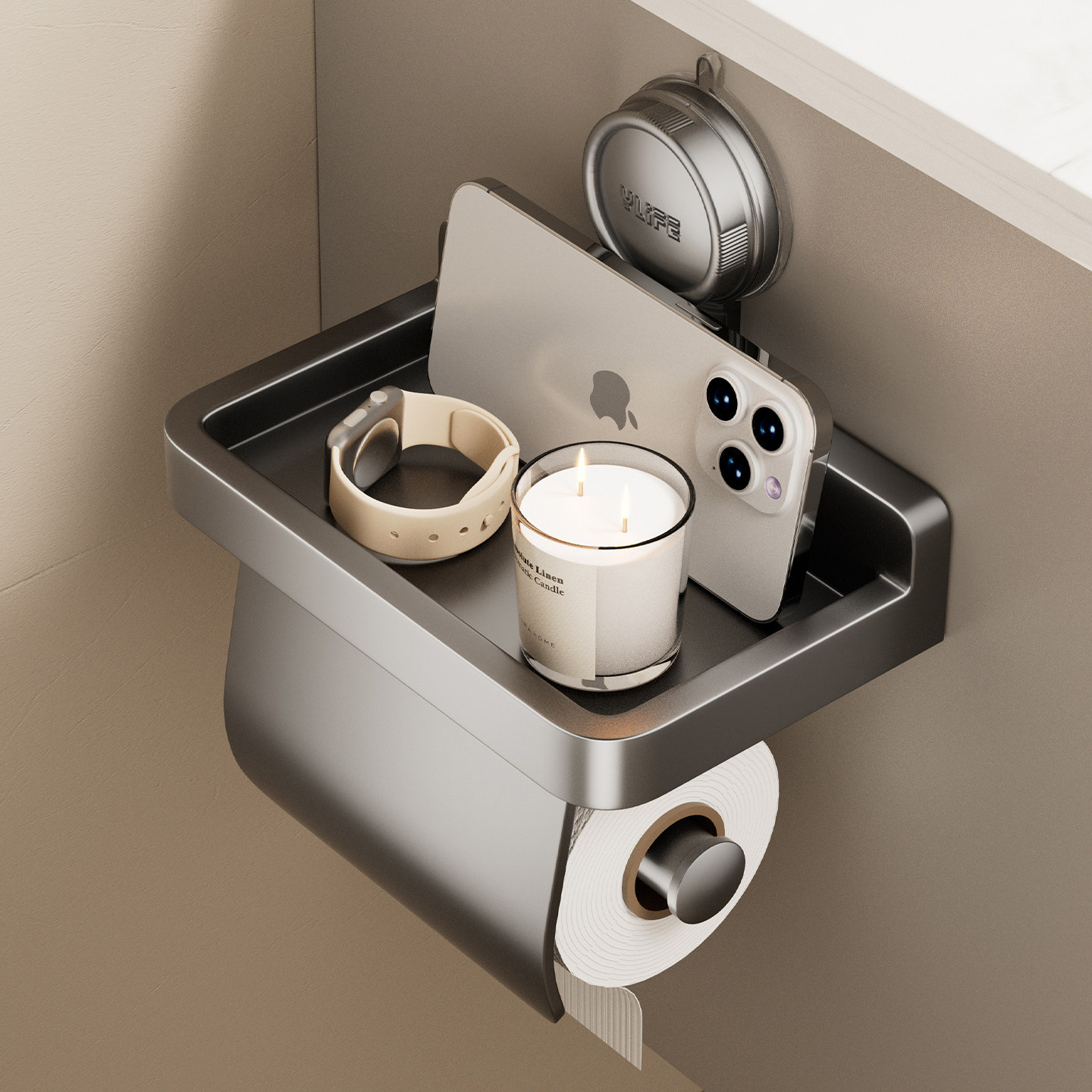 卫生间吸盘卷纸架厕所浴室洗手台免打孔厕纸盒置物架壁挂式纸巾盒,淘宝优惠券,粉丝福利购,淘宝优惠卷