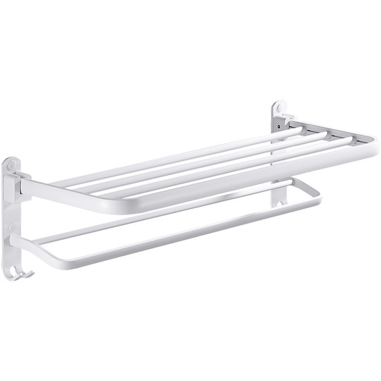 Folding white punch-free space aluminum hardware for bathroom