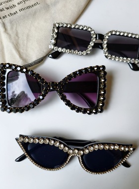 黑色系带砖大框女士太阳镜欧美潮