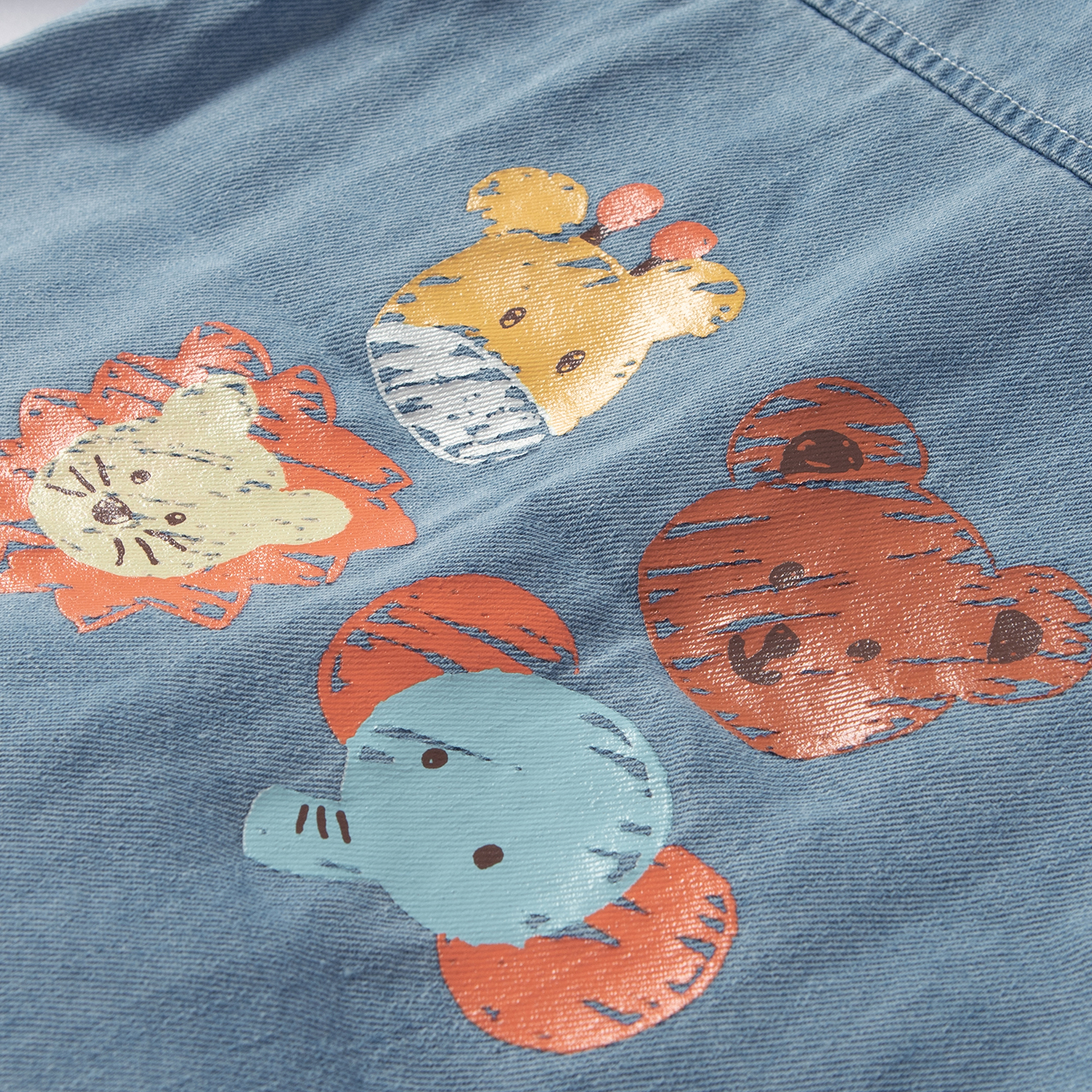 牛仔衬衫外套~日系儿童mk小熊动物衬衫男女童加厚款外套牛仔上衣 - 图2