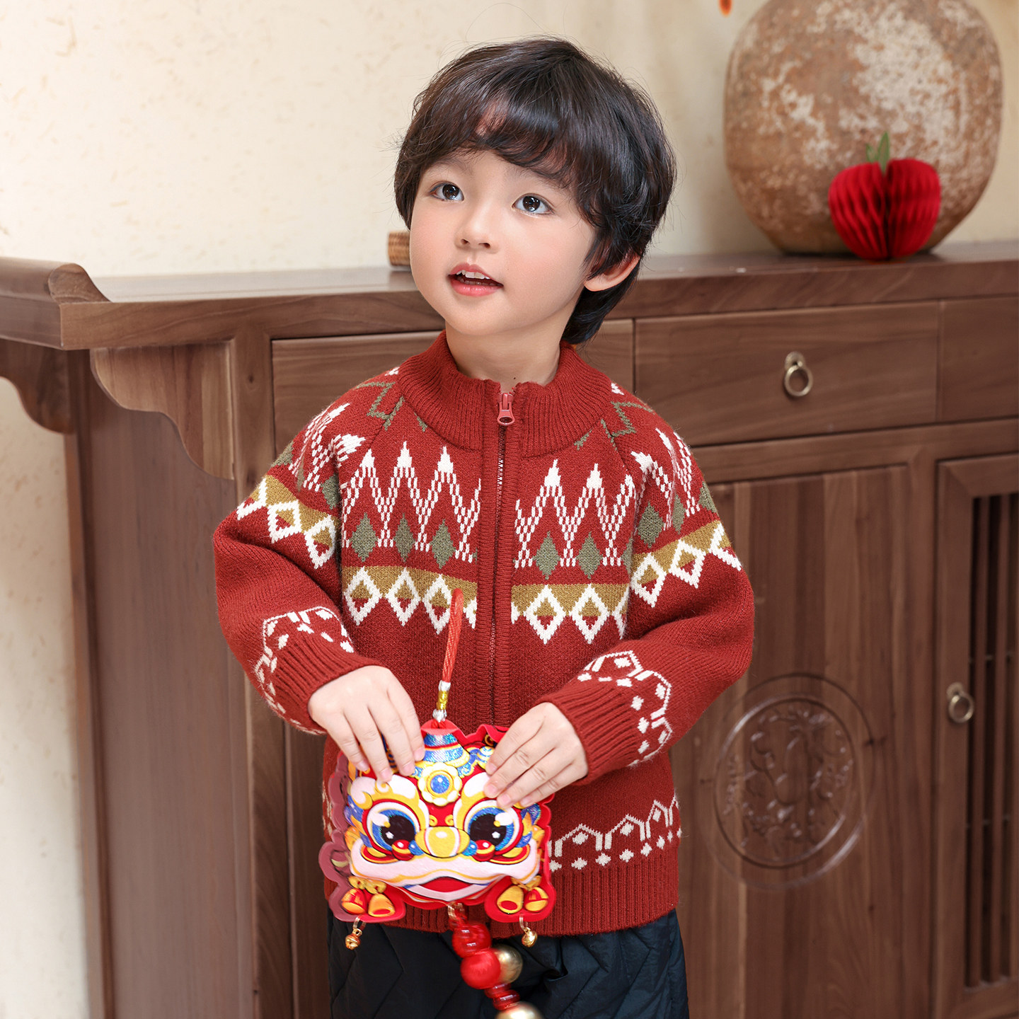 北欧风情~自留款儿童毛衣针织开衫男童女童新年红色衣服元旦衣服,淘宝优惠券,粉丝福利购,淘宝优惠卷