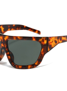 帅到发光欧美简约大框面具式墨镜防晒摩托挡风遮脸凹造型太阳眼镜