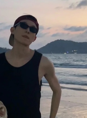 奶系帅哥小窄框高级感海边度假黑色偏光墨镜防紫外线拍照太阳镜男