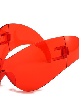 来请看图夸张小众先锋大框运动太阳镜个性走秀猫眼外星人骑行墨镜