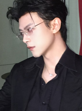 阴湿霸道邓凯同款无框银丝平光眼镜高级感带钻窄长近视眼睛框架潮