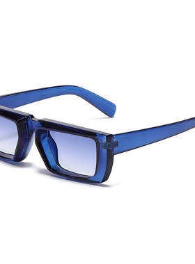 奇异形蓝框双兰片赛博朋克未来感太阳镜男士拽酷防紫外线骑行墨镜