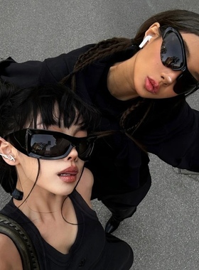 美哉特工感欧美个性嘻哈大弧度猫眼科技太阳眼镜时尚搭配遮阳墨镜