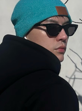 男神光环小猫眼黑色神气墨镜高级感防紫外线拍照出街近视太阳眼镜