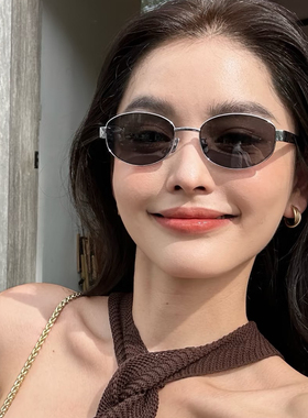 千金风复古2026春夏网红银框黑色墨镜高级感防紫外线猫眼太阳眼镜