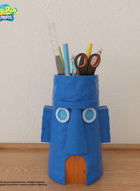 海绵宝宝章鱼哥周边高中生桌面艺术感石像笔筒多功能收纳装饰摆件