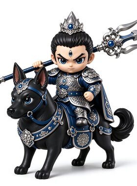 神话杨戬骑哮天犬桌面摆件新中式书房展示柜装饰树脂手办收藏礼物