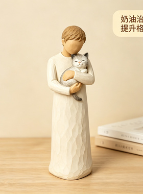 治愈系的小玩意美式男生银渐层猫咪办公室工位送男朋友装饰品摆件