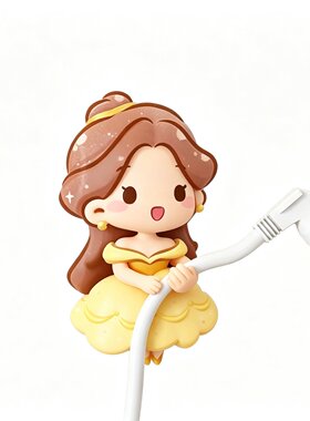 卡通贝尔公主数据线挂钩免打孔厨房专用插头收纳神器租房好物摆件