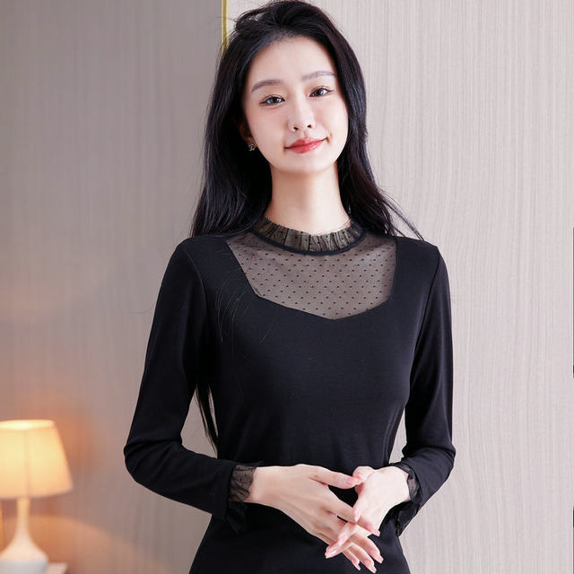 2026 Spring and Autumn New Black Modal Shirt ລຸ່ມສຸດ