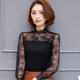 Lace Modal Stand Collar Hollow Sleeve Long Sleeve Bottoming T-Shirt