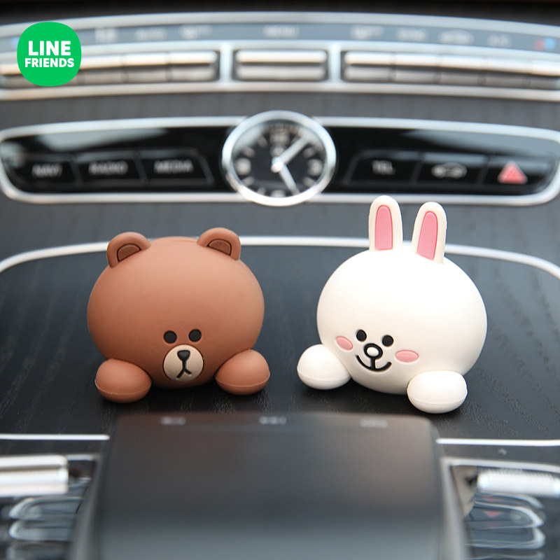 LINE FRIENDS硅胶公仔车载摆件汽车中控台倒车镜装饰小饰品3M胶 - 图2