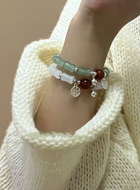 新中式~竹节福牌情侣手链