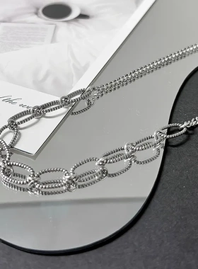 欧美嘻哈甜酷麻花项链女925纯银网红小众chic夏季锁骨链跨境ins风