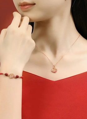 原创化蛇锦鲤项链女925纯银玫瑰金国潮设计本命年新中式蛇年吊坠