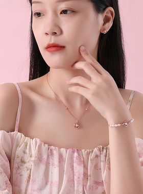 原创山茶花珍珠手链女纯银2024新款森系花朵手环小清新韩版手饰品