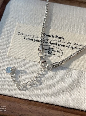 福氏足银925亮面做旧圆肖邦链纯银项链百搭链条文艺复古