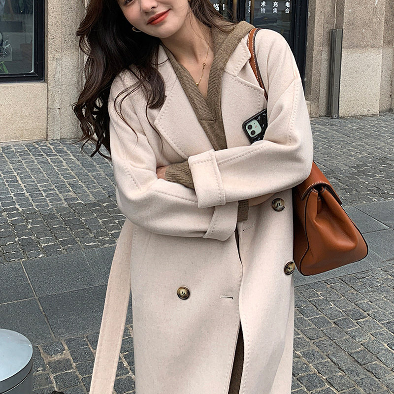 101801唐晶同款秋冬加厚双面羊毛大衣女中长款过膝系带毛呢子外套,淘宝优惠券,粉丝福利购,淘宝优惠卷